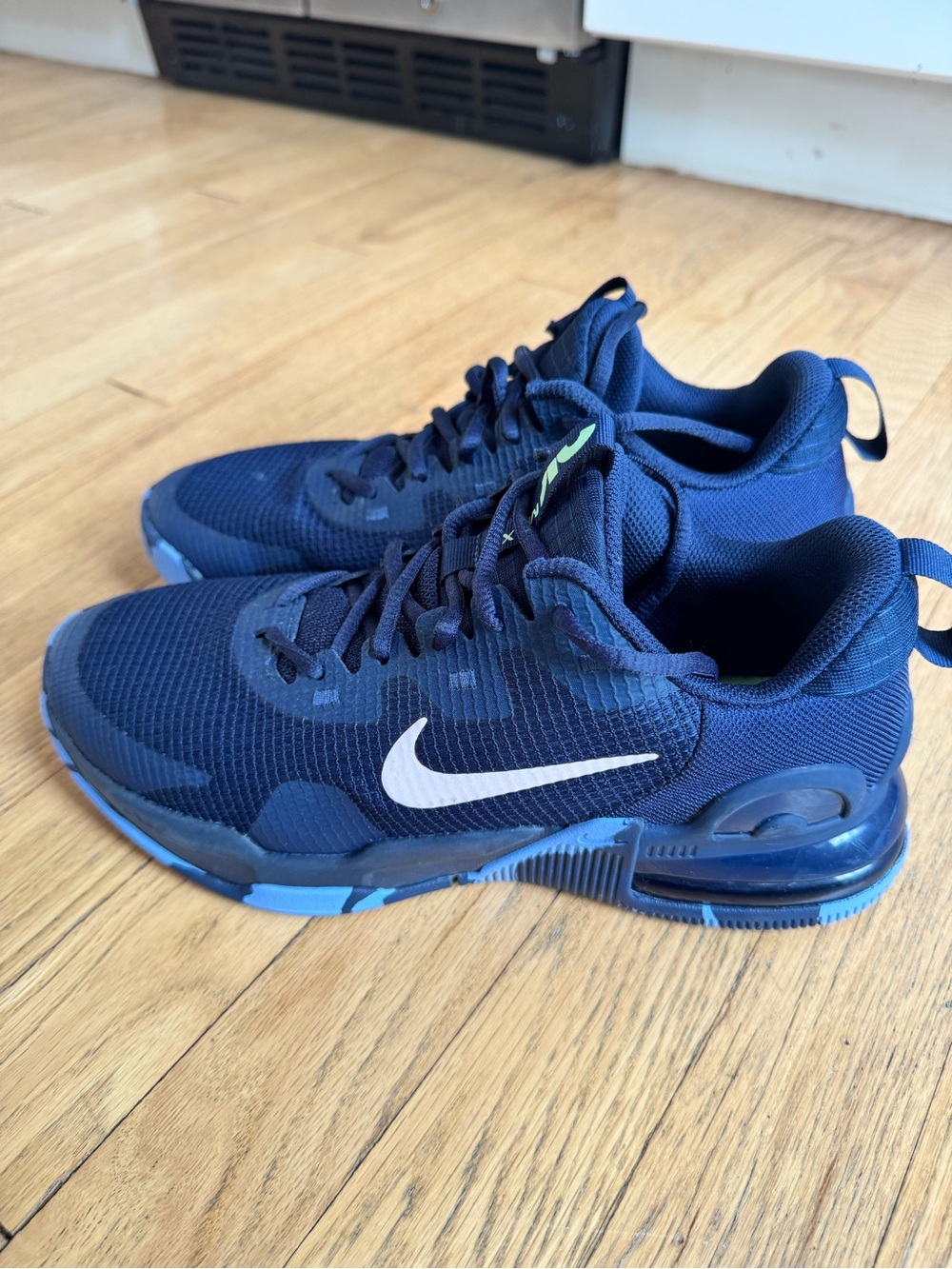 Nike Boys or Girls Navy Blue Athletic Running Shoes with White Swoosh